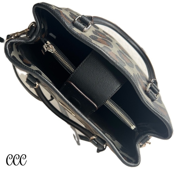 COACH SMALL MARGOT CARRYALL IN OCELOT PRINT F35897 LEOPARD GREY BLACK BAG PURSE - Picture 5 of 7